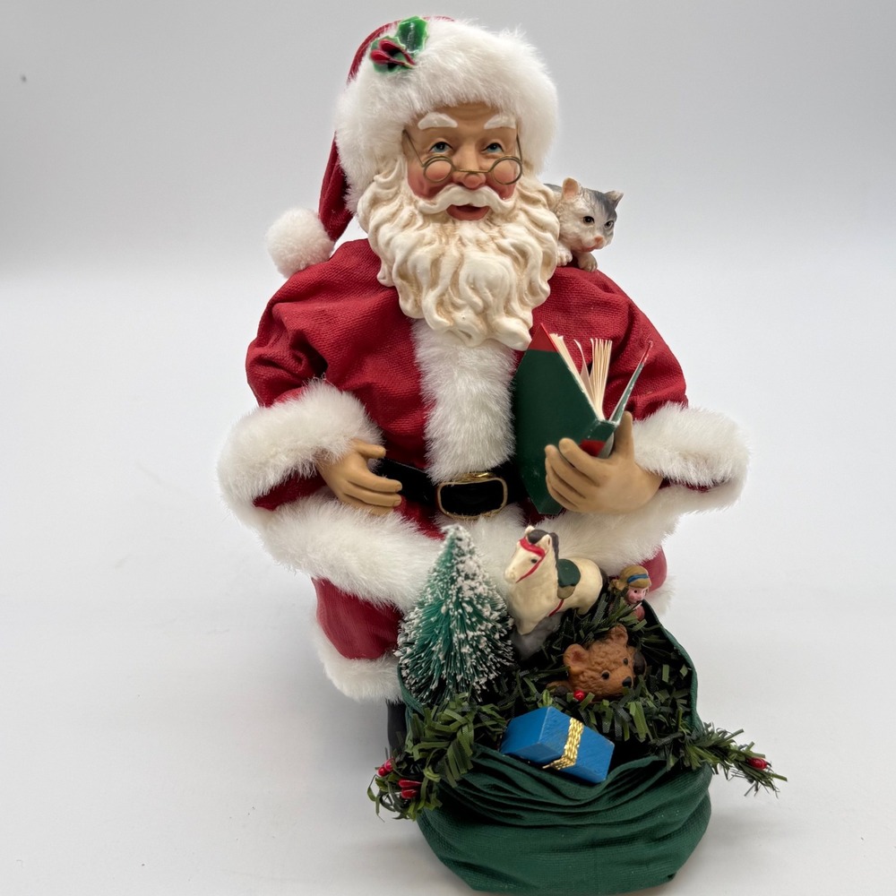 Vintage 1998 Clothtique Possible Dreams Santa Figurine Kitten Toy Bag Christmas